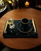 Heartfelt Siyah Desenli Cam Söz Tepsisi Kırmızı - 3