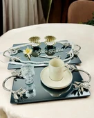 Flame Gümüş Söz Nişan Tepsisi ve Kız İsteme Tepsisi BEYAZ-GÜMÜŞ - 1