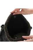 ÇANTA avvaH Özel Tasarım Siyah Deri Peluş Desenli Kol Çantası SDHPSA1013 - 4