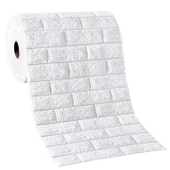 Renkli Duvarlar 50cmx500cm 2,5 m2 1 Adet Yapışkanlı Duvar Kağıdı Esnek Köpük Paneli Beyaz 3d Tuğla Desen Ev Ofis thumbnail 2