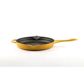HOSSEVEN HS Y GTV 28 YUVARLAK GRİLL TAVA/KAPAK 28CM ÇİFT KULP SARI - 4