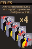 FELES TOZSUZ KEDİ KUMU 8 LT X 4 ADET (DOĞAL, AKTİF KARBONLUI) - 1