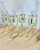 Ashen Kristal Tepeli Cam Harfli Mumluk - 1