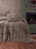 Cotton Box Peluş Çift Kişilik Yorgan Seti Bej thumbnail 1