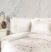 Hobby Çift Kişilik Poplin Premium Nakışlı Nevresim Emilia Krem - 3