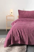 Merinos Modern Line 2 Parça Tek Kişilik Battaniye Seti - Mor - 1