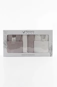 Line %100 Pamuk Luxury 8 Parça Aile Bornoz Seti - Bej - Krem - 6
