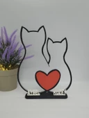 Sevgi Dolu Kediler 3D Baskılı Dekor Sevgililer Günü veya Yıldönümleri için Romantik Hediye - 3