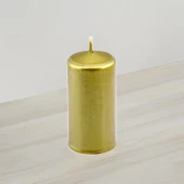 Baton Mum Metalik Kaplama Gold Silindir Dekoratif Mumu Kandil Hediyelik Mumlar Şamdan Kokusuz 8 cm - 7