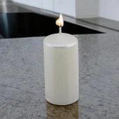 Baton Mum Metalik Kaplama Beyaz Silindir Dekoratif Mumu Kandil Hediyelik Mumlar Şamdan Kokusuz 8 cm - 2