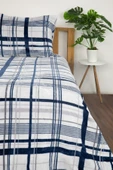 2 Parça Woolly Tek Kişilik Battaniye Yatak Örtüsü Seti - Mavi - 3