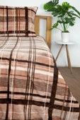 2 Parça Woolly Tek Kişilik Battaniye Yatak Örtüsü Seti - Kahverengi - 3