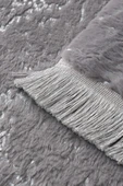 Simli Tavşan Tüyü 2li Banyo Paspas Takımı - Gri - Gümüş - 2