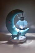 Ay Şekilli LED Gece Lambası - Bebek ve Çocuk Odası Masaüstü Işıklı Dekoratif 14 CM - 1