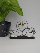 Sevgi Dolu Kuğular 3D Baskılı Dekor Sevgililer Günü veya Yıldönümleri için Romantik Hediye - 2