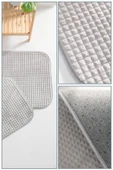 Piramit Süngerli Kaymaz Taban 2li Banyo Paspas Takımı - Gri thumbnail 2