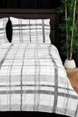 3 Parça Woolly Çift Kişilik Battaniye Yatak Örtüsü Seti - Gri - 5