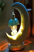 Ay Şekilli LED Gece Lambası - Bebek ve Çocuk Odası Masaüstü Işıklı Dekoratif 14 CM - 4