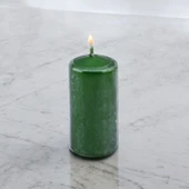 Baton Mum Metalik Kaplama Yeşil Silindir Dekoratif Mumu Kandil Hediyelik Mumlar Şamdan Kokusuz 8 cm - 6