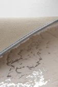 Simli Tavşan Tüyü 2li Banyo Paspas Takımı - Krem - Gümüş - 3