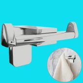 Banyo Bornoz Havlu Asma Askısı Lavabo Çatal 2'li Metal Sağlam Aparat Krom Askılık Vidalı - 1
