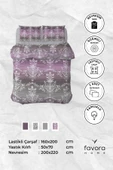 Nova Lastikli Çarşaflı Çift Kişilik Nevresim Takımı - Mor thumbnail 6