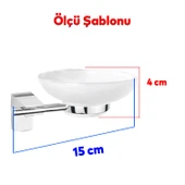 Banyo Lavabo  Wc Vidalı Metal Sabunluk Katı Sabunluk Cam Haznesi El Sabunluğu Kristal - 3