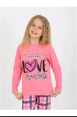 Kız Çocuk Uzun Kollu %100 Pamuklu Düğmeli Pijama Takımı 10/15 Yaş - 1