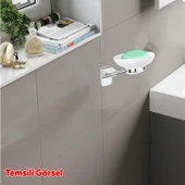 Banyo Lavabo  Wc Vidalı Metal Sabunluk Katı Sabunluk Cam Haznesi El Sabunluğu Kristal - 4