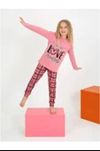 Kız Çocuk Uzun Kollu %100 Pamuklu Düğmeli Pijama Takımı 2/5 Yaş - 2