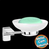 Banyo Lavabo  Wc Vidalı Metal Sabunluk Katı Sabunluk Cam Haznesi El Sabunluğu Kristal - 1