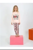 Kız Çocuk Uzun Kollu %100 Pamuklu Düğmeli Pijama Takımı 6/9 Yaş - 2