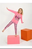 Kız Çocuk Uzun Kollu %100 Pamuklu Düğmeli Pijama Takımı 2/5 Yaş - 2