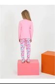 Kız Çocuk Love Me Baklı Uzun Kollu %100 Pamuklu Düğme Detaylı Pijama Takımı  6/9 Yaş - 4
