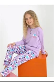 Kız Çocuk Love Me Baklı Uzun Kollu %100 Pamuklu Düğme Detaylı Pijama Takımı  6/9 Yaş - 1
