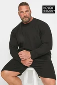 Süperlife Erkek Büyük Beden Bisiklet Yaka ince Sweatshirt SPR24BSW56 - 1