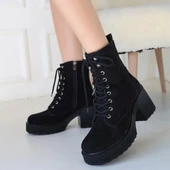 Emilla Siyah Süet Bağcıklı Bot thumbnail 4