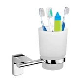 Banyo Metal Diş Fırçalık Vidalı Askı Lavabo Diş Fırçası Stand Kabı Kutusu Hazneli Krom - 2