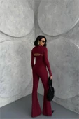 Dipmoda kadın bordo bolero detaylı ispanyol tulum DPDF120 - 4
