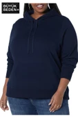 Kadın Büyük Beden Kapşonlu ince Sweatshirt SPR24BSWK57 - 9