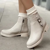 Wiota Bej Cilt Topuklu Bot thumbnail 4