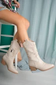 Emaly Bej Cilt Topuklu Çizme thumbnail 3