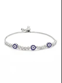 Safir Nazar Gözlü Charm Kadın Gümüş Bileklik thumbnail 1