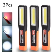 Manyetik Tamirci El Feneri 3 Modlu Şarjlı COB Xpe Led Acil Durum Kamp Tamir İkaz Lambası Askılı 3 adet - 1