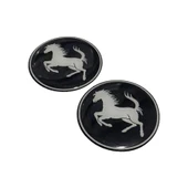 Ferrari Logo Damla Etiket Siyah Sticker 5x5cm 2 Adet - 1
