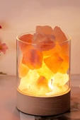 LED Işıklı Kaya Tuz Lambası - Himalaya Tuz Taşı Gece Lambası, Doğal Hava Arıtma & Ev Dekorasyonu - 1