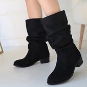 Jolin Siyah Süet Topuklu Çizme thumbnail 4