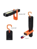 Manyetik Tamirci El Feneri 3 Modlu Şarjlı COB Xpe Led Acil Durum Kamp Tamir İkaz Lambası Askılı 3 adet - 8