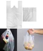 Beyaz Poşet 300 Adetli 1. Kalite Küçük Boy Orijinal Hışır Atlet Poşet Market Manav Poşeti Çöp Poşeti - 1