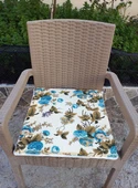 4 Adet Rattan Tek Alt Sandalye Minderi, Extra Kalın (Kalınlık 5cm)-İngiliz Gülü Mavi - 1